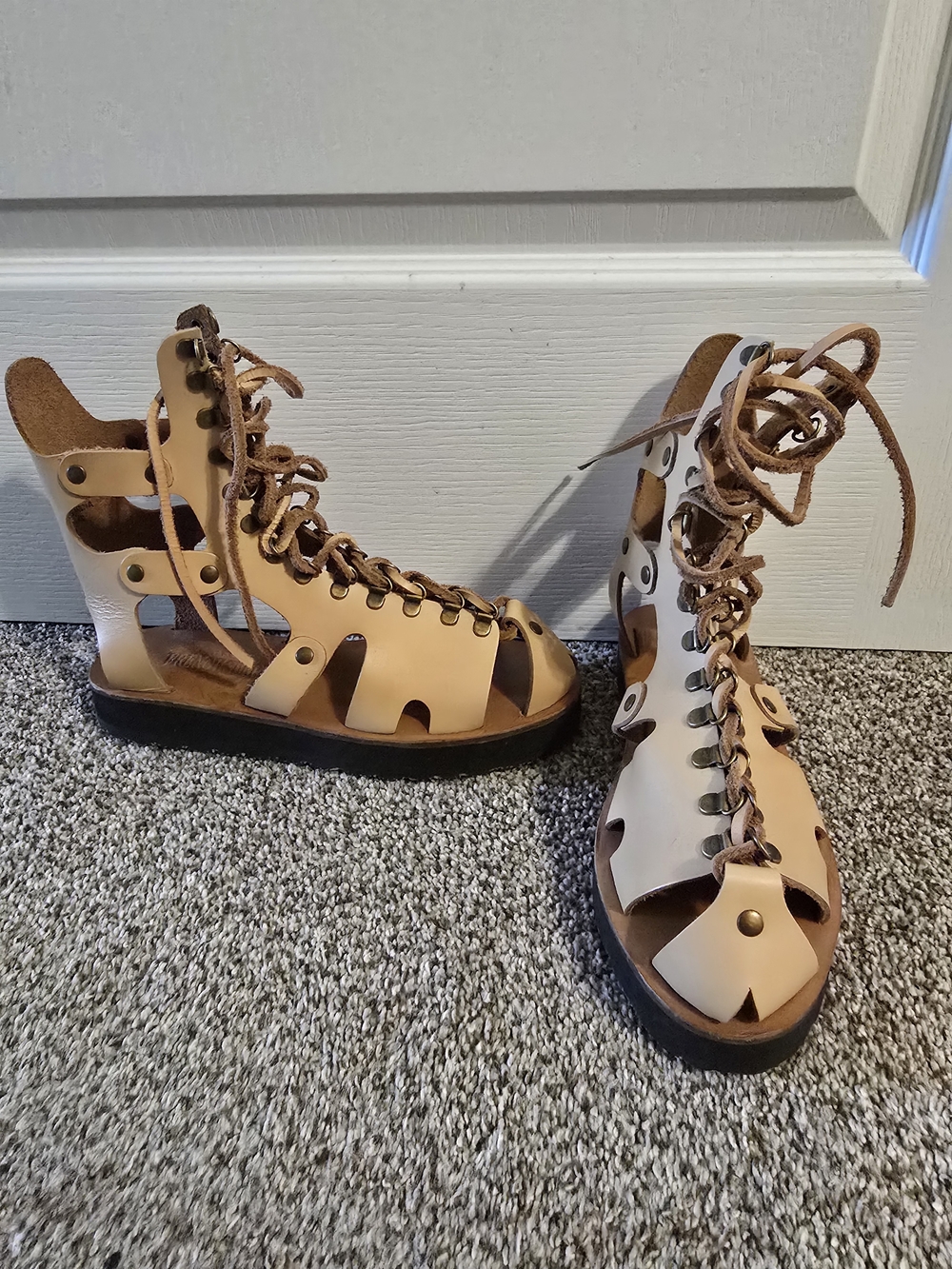 Anthropologie Army Navy Cutout French Surplus Leather Gladiator Sandals Boots